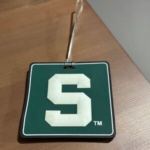 NEW LOWER PRICE:  MSU Green and White 'S' Logo Luggage/Golf Bag tag